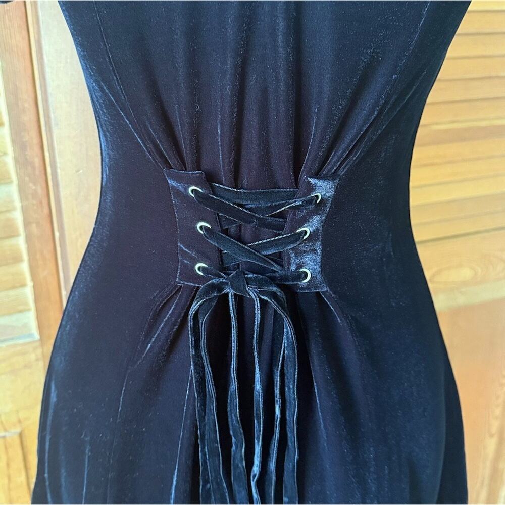 Killstar Gothic Lolita Victorian Vkei Witchcore Black Velvet Lace Mini Dress - Picture 8 of 10